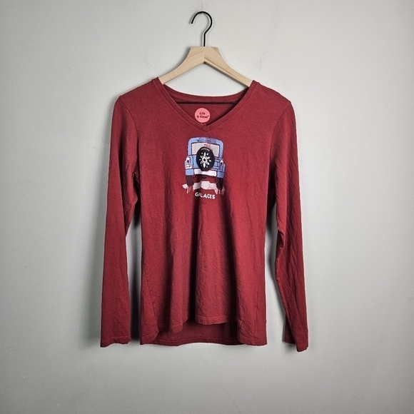 Life is Good Go Places Snowflake Jeep Cranberry LS Crusher Medium - Picture 3 of 8